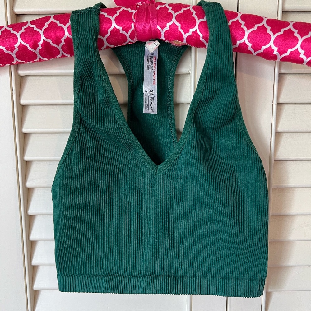 FP Movement Green Ribbed Cropped Tank - Size S